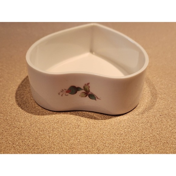 Spode Billingsley Rose Spray Jewelry Trinket Box Bone China Heart Shaped England - Picture 9 of 16